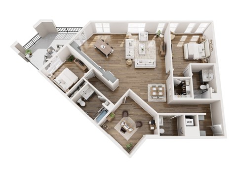 Floor plan for 2 beds, 2 baths, 1725 sqft